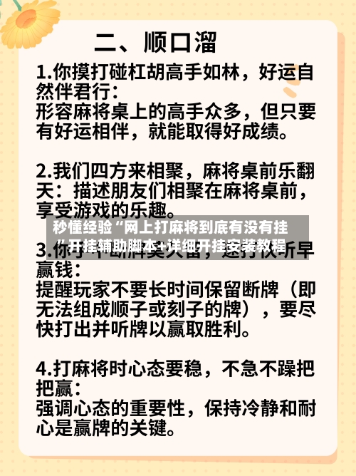 秒懂经验“网上打麻将到底有没有挂”开挂辅助脚本+详细开挂安装教程-第2张图片