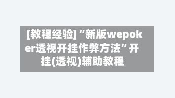 [教程经验]“新版wepoker透视开挂作弊方法	”开挂(透视)辅助教程-第2张图片